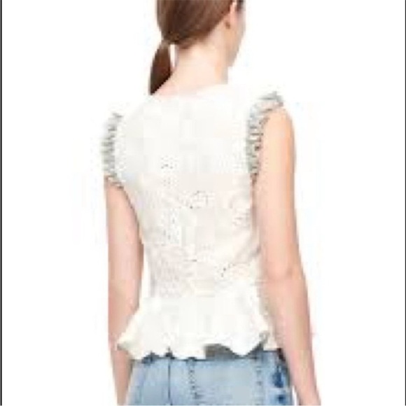 Rebecca Taylor Garden Eyelet Peplum Linen Top Sleeveless Floral Embroidered - Picture 2 of 8